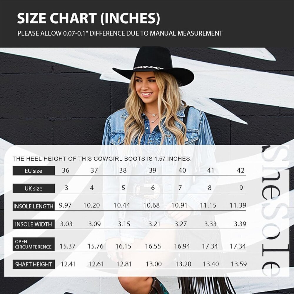 SheSole Ladies Cowboy Boots Fashion Toe Mid Calf Women's Western Cowgirl Boots - Picture 6 of 9